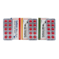 Three boxes of Centforce oral citrate tablets in 100 mg, 150 mg, and 200 mg strengths, shown alongside three silver foil blister packs containing red oval tablets, arranged on a plain white background.